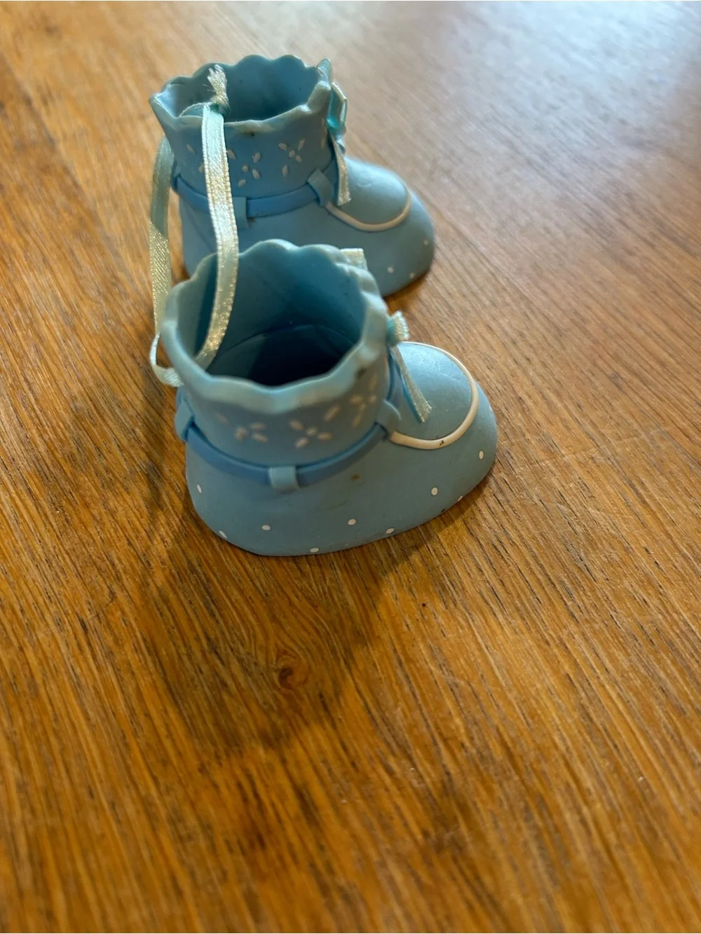 Blue Baby has Dress Shoes with Ribbon